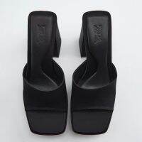 European and American style simple thick heeled square toe thick sole waterproof high heel back air cooling slippers