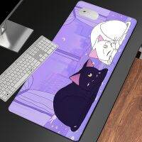 Kawaii Purple Cats Table Pads แผ่นรองเมาส์แล็ปท็อปน่ารัก,แผ่นรองโต๊ะเกมขยาย XXL