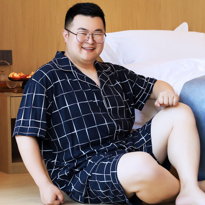 top-taobao-collection-ชุดนอนผู้ชายเสื้อนอนแขนสั้นกางเกงนอนขาสั้นขนาดใหญ่พิเศษ