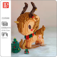 LP 210588 Merry Christmas Unicorn Deer Sleigh Tree Animal Doll Mini Diamond Blocks Bricks Building Toy For Children No