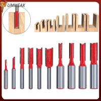 UMMEAX ด้าม1/4 "1/2" ดอกสว่านตรงสองด้าน เครื่องมืองานไม้ โลหะผสมอัลลอยด์ เครื่องกัดไม้ ทนทานต่อการใช้งาน คมคมคม บิตเราเตอร์ขลุ่ยคู่ ไม้สำหรับไม้