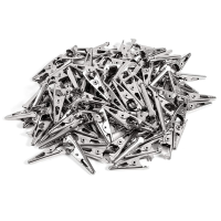 1000PCS 1.06IN / 27mm Mini Metal Alligator Clips, Crocodile Clamps Silver Tone Nickel Plated Test Line Spring Clamps.