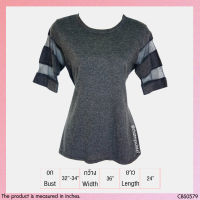 USED - Gray Mesh Sleeve T-Shirt | เสื้อยืดสีเทา เสื้อแขนตาข่าย เสื้อยืดสีพื้น แขนสั้น คอกลม ตาข่าย สีพื้น มือสอง