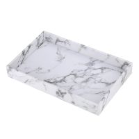 Marble Print Serving Tray PU Leather For Coffee Drinks Decorative 13x8