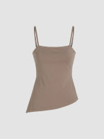 Cider Square Neck Solid Asymmetrical Cami Top