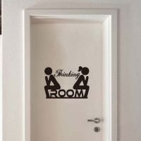 Vinyl Stickers Funny WC Door Sign Man Woman Thinking Room Mural Decal Toilet Wall Art Home Decor House Decoration