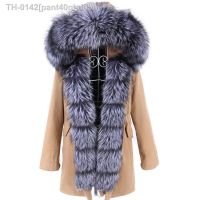 ▨ pant40ghdd9h Maomaokong-jaqueta de inverno feminina casaco pele real natural gola raposa parka longa roupa interior 2023