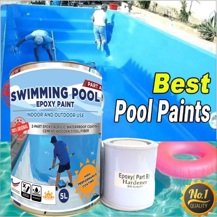 SWIMMING POOL EPOXY PAINT • 5 LITER • Heavy Duty • 2Part Epoxy Acrylic