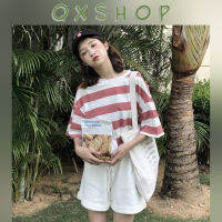 QXshop ?สดใสยามเช้า เสื้อยืดสีสันต์ใหม่ลายทาง ใส่แล้วดูใสๆกรุบๆ?  วัยใสไม่ควรพลาด ใส่เสื้อรุ่นนี้สะพายกระเป๋าเกร๋สุด?