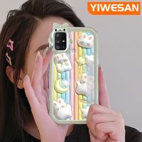 YIWESAN เคส A71ปลอกสำหรับ Samsung ลายการ์ตูนเคสโทรศัพท์ป้องกันเลนส์กล้องปิศาจน้อยน่ารักกันกระแทกแบบนิ่ม3D เคสมือถือกระต่ายดาวสีรุ้ง