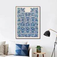 Vintage Indian Ornament Wall ตกแต่งภาพวาดผ้าใบพิมพ์,บทคัดย่อ Navy Blue ชาติพันธุ์รูปแบบภาพ,Boho โปสเตอร์ Art Decor,เหมาะสำหรับเพิ่มสัมผัสวัฒนธรรมสุนทรียศาสตร์ของคุณบ้าน