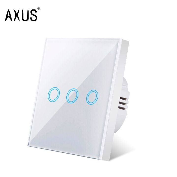 ใหม่-axus-eu-ac100-240v-แก้วคริสตัลสีขาวเทมเปอร์สวิตช์สัมผัสแผงไฟผนังสวิตช์ปุ่มเซ็นเซอร์1-2-3โคมไฟ-interruttore-จุดจ่ายไฟ-swi