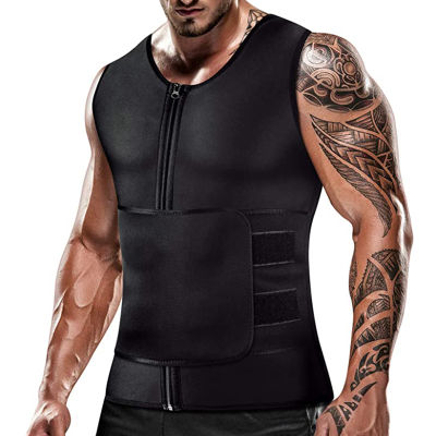 Men Sweat Sauna Vest Neoprene Sauna Suit Waist Trainer Belly Control Zipper Body Shaper with Adjustable Workout Tank Top Abdomen