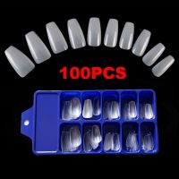 100Pcs/Box Coffin Short False Nail White/Clear/Natural French Style Fingernails Nail Tips Full Cover Acrylic Fake Nails Art Tips