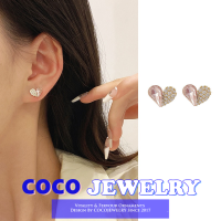 COCOJEWELRY สีชมพูเรียบง่ายรักต่างหูที่ละเอียดอ่อน