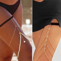 【CW】✒∈﹍  Fashion Metal Leg Chain for Multilayer Tassel Elastic Band Thigh Adjustable Beach Jewelry