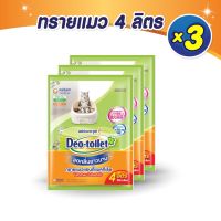 [ส่งฟรี] Unicharm Pet Deo toilet ทรายแมวลดกลิ่นแอนตี้แบค แบบรีฟิล 4 ลิตร *3 แพ็ค rch-1