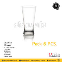 แก้วเบียร์ Pilsner 340 มล. 12 ออนซ์ กว้าง 78 มม. สูง 160 มม. แก้วโซดาไลม์ Ocean 6B00912 - แพ็ก 6 ใบ