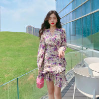 Womans Dress Floral Print Spring Elegant Casual Unique Female Dresses 2022 Fashion French Irregular Mini Dress for Lady