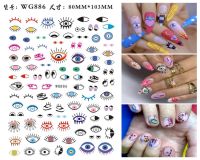 【LZ】 1PCS 3D Gold Sun Moon Color Eye Palm Back Adhesive Nail Sticker Nail Parts Devil Eye Sticker Nail Art Supplies Nails