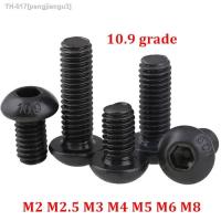 ♛۞✔ 50pcs 5pcs grade 10.9 Black Button head screw ISO7380 M2 M2.5 M3 M4 M5 M6 M8 Hex Socket Round Button Head Screws Allen Bolts