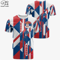 pendek T-shirt 2023！Serbia New！biasa dengan gaya jalan bendera hip-hop 3D, fashion musim panas, pria dan wanita S1 High quality products （Freeprinting of names）