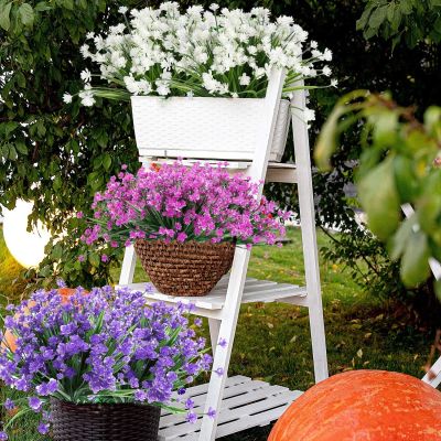 【YF】  Fake Artificial Flowers Outdoor for Decoration UV Resistant No Fade Faux Plastic Garden Porch Window OfficeTH