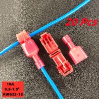 【CW】 20pcs red T shaped terminal blocks wire and cable connection clamps quick and non stripping plugs cable connectors Home