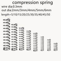 20pcs 0.3mm compression spring  outer dia 2mm 3mm 4mm 5mm 6mm Stainless Steel  Micro Small Compression spring length 5mm-50mm Electrical Connectors