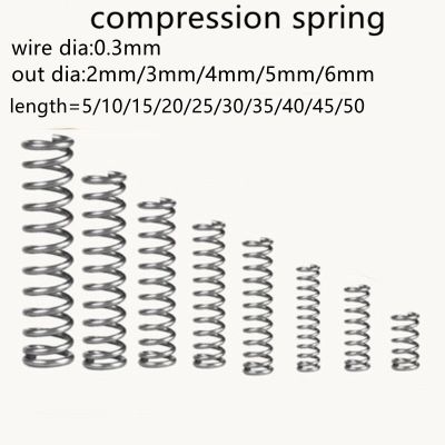 20pcs 0.3mm compression spring  outer dia 2mm 3mm 4mm 5mm 6mm Stainless Steel  Micro Small Compression spring length 5mm-50mm Spine Supporters