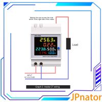 JPnator 6IN1 Din AC 110V 220V 380V V ตัววัดกระแสไฟฟ้าแรง100A Active KWH มีมิเตอร์วัดพลังงานไฟฟ้าโวลต์แอมป์