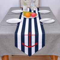 Geometric Blue Stripes Anchor Table Runners for Wedding Party Decoration Coffee Table Decor Modern Table Runner