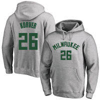 [ในสต็อก] NO.26 Kyle Elliot Korvers Milwau-Kee Bucks ผู้ชายผู้หญิงบาสเกตบอล Hoodie ฤดูใบไม้ผลิและฤดูใบไม้ร่วง Jersey การฝึกอบรมเสื้อผ้าหลวมขนาดใหญ่ Pullover Hooded เสื้อแขนยาว