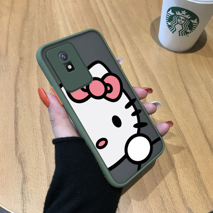 ggk-เคสสำหรับ-vivo-y02a-y02t-การ์ตูนน่ารัก-kity-cat-kity-เคสโทรศัพท์ดีไซน์สีขาวลายขอบด้านข้างแมวน่ารักมีน้ำค้างแข็งโปร่งใสแข็งรูปเด็กผู้หญิงเคสป้องกันกล้อง