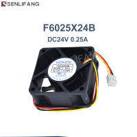 ใหม่เอี่ยม F6025X24B 0.25A DC24V 60*60*25มม. พัดลมอินเวอร์เตอร์สายไฟสามเส้น