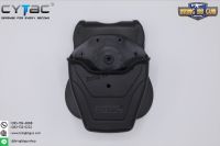 ซองกุญแจมือชนิดบานพับ รุ่น ไม่มีฝาปิด ยี่ห้อ Cytac (Handcuff Pouch without Lid)  คุณสมบัติ : วัสดุผลิตจาก โพลิเมอร์เกรดกองทัพ ใช้ได้กับทั้งกุญแจมือแบบโซ่ และ แบบบานพับ (ที่มีขนาดเส้นผ่านศูนย์กลางภายนอกไม่เกิน 2.95” หรือ 75.2mm.) มีตัวล็อคภายในทำให้กุญแจมื