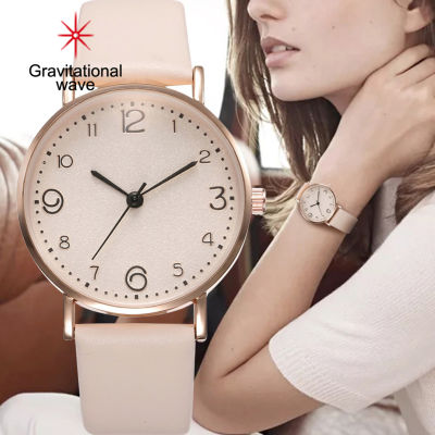 นาฬิกาข้อมือแฟชั่นเกาหลีสำหรับผู้หญิง,นาฬิกาข้อมือควอทซ์อนาล็อกคลื่นแรงโน้มถ่วงแบบเรียบง่ายลำลอง