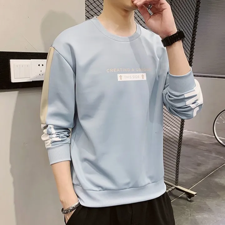 Men S T Shirt 21 New Autumn Long Sleeved Sweater Trendy Round Neck Pullover T Shirt Korean Youth Casual Bottoming Shirt Men S Top Lazada