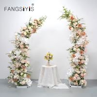 【hot】❀♈▪  Horn Arch Floral Arrangement Artificial babysbreath Floor Flowers Wedding Backdrop