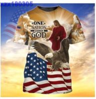 American One Nation Under God Jesus Christ Wild Eagle 3D All Over Print T-Shirt