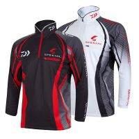 Daiwa เสื้อจั๊มเปอร์แขนยาวสำหรับผู้ชายเสื้อผ้าสำหรับตกปลาเสื้อจั๊มเปอร์แห้งเร็วระบายอากาศได้ดีกันยูวีกลางแจ้งเสื้อตกปลาออกแคมป์เดินป่า