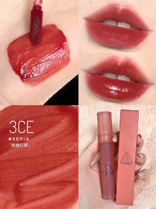 3-ce-cold-water-mist-labial-glair-bakebeige-rose-laydown-velvet-lipstick-sepia-cold-dew-were-female