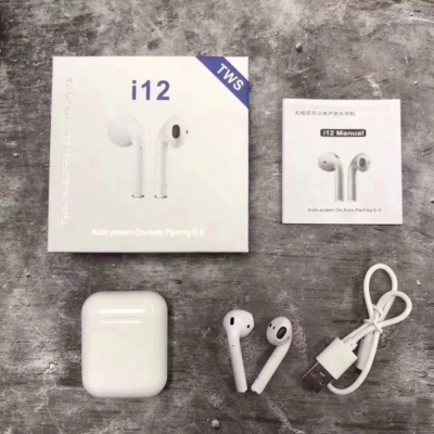 หูฟังไร้สายบลูทูธ i12 TWS Bluetooth 5.0 Earbuds Stereo Sound Standard Edition สีขาว เปิดและเชื่อมต่ออัตโนมัติ