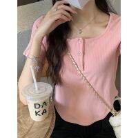 COD dsdgfhgfsdsss Womens early spring and summer Korean new casual slim short-sleeved T-shirt crop top