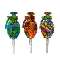 [COD] New personality creative grenade shape silicone pipe with titanium nails multi-pattern styles optional wholesale