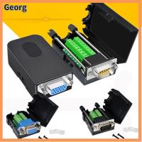 GEORG พร้อมปลอกหุ้ม ขั้วต่อ VGA สามแถวคับ 15พิน จอแสดงผลเชื่อมต่อชายและหญิง 15ขาเสียบขั้วฝ่าวงล้อม ชนิดสกรู ขั้วต่อแบบไม่มีบัดกรี VGA โปรเจคเตอร์แสดงผลคอมพิวเตอร์