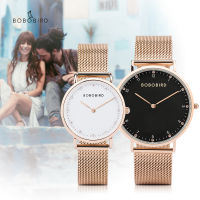 Mens Watch BOBO BIRD Fashion Women Japanese Quartz Wristwatch Rose Gold Strap Ladies Couple Waterproof Clock Birthday Gift Box