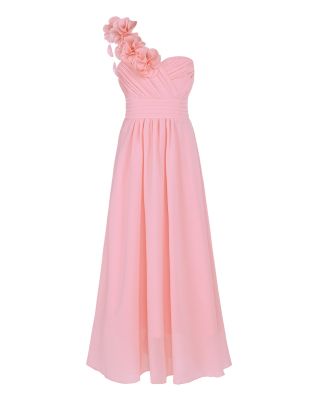 〖jeansame dress〗 KidChildChiffon TulleDress งานแต่งงานเพื่อนเจ้าสาว One-Shoulder Formal PartyMaxi Dance Prom Gown Dress