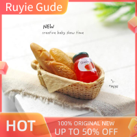 Ruyie 1PC 1:12ของเล่นอาหาร Jam Toast ตะกร้าอุปกรณ์เสริม dollshouse Miniature Accessories