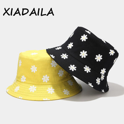 [hot]New flower printed fishermans Hat Womens literature and art small fresh basin hat outdoor double-sided sun visor in summer